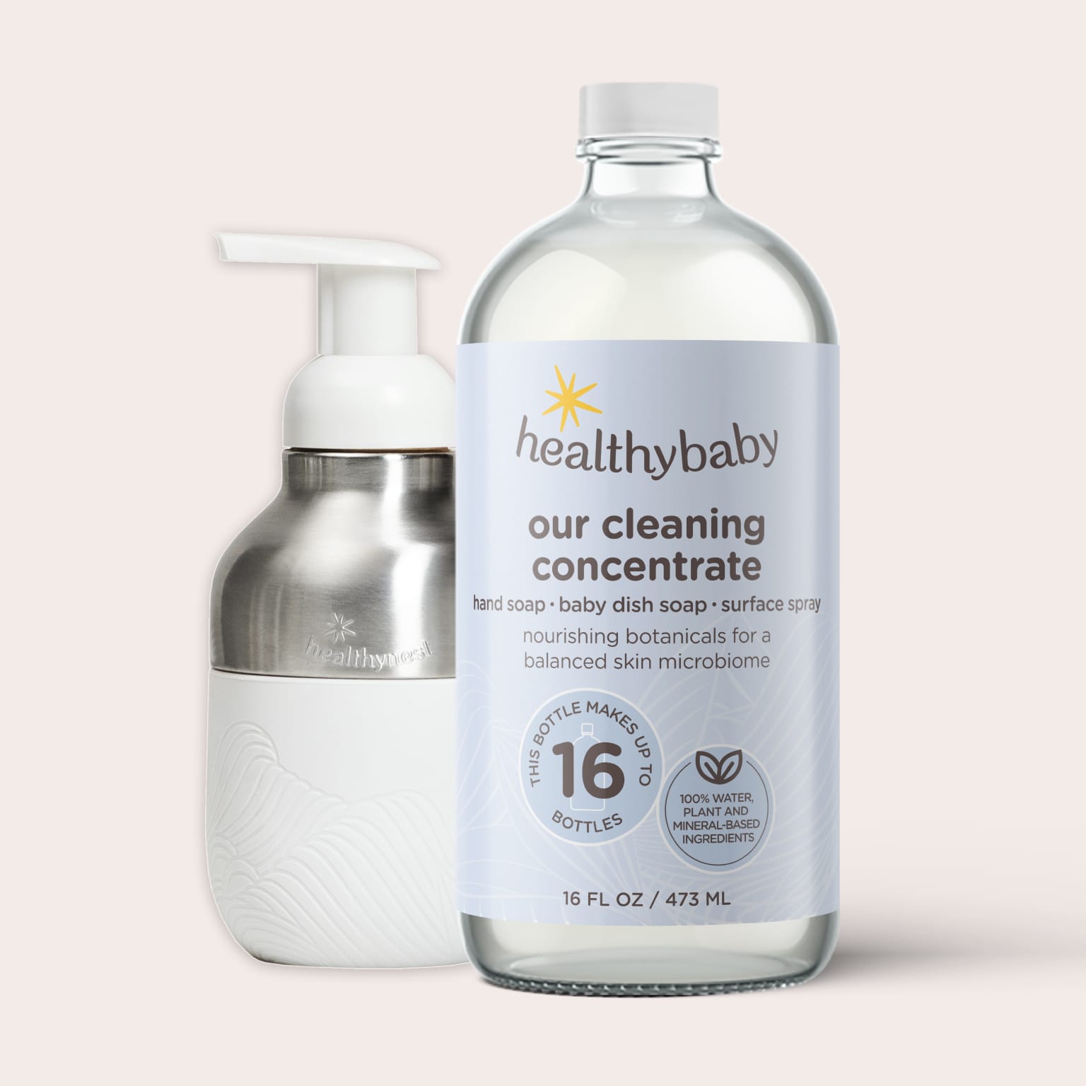 Hand Soap & Stainless Steel Bottle Set - plant-based ingredients